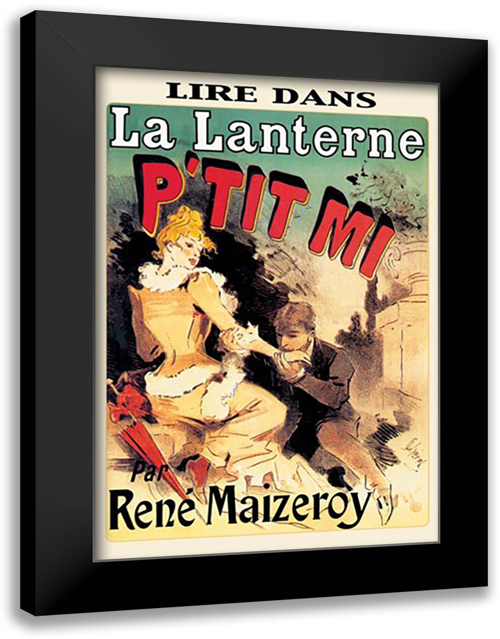 Lanterne: P'tit Mi 16x22 Black Modern Wood Framed Art Print Poster by Cheret, Jules