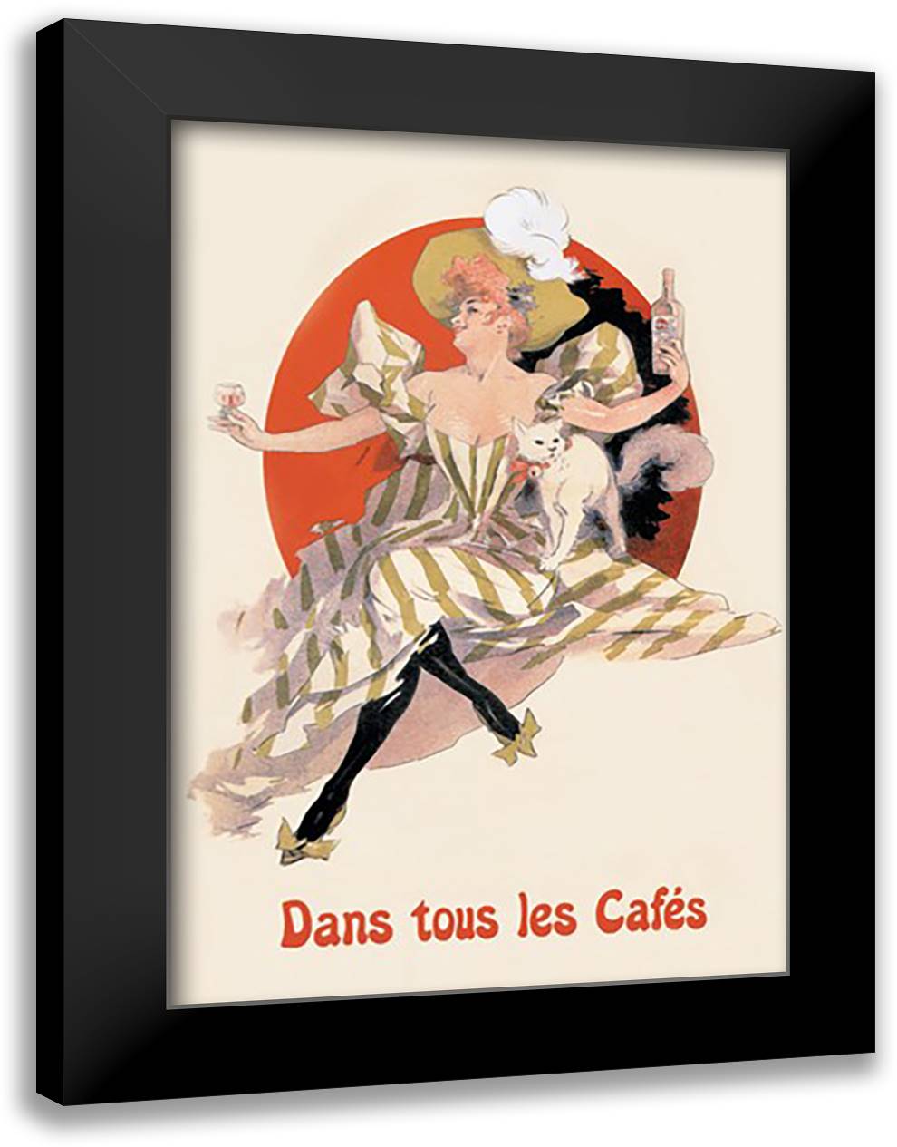 Dans Tous Les Cafes: Quinquina Dubonnet 16x22 Black Modern Wood Framed Art Print Poster by Cheret, Jules