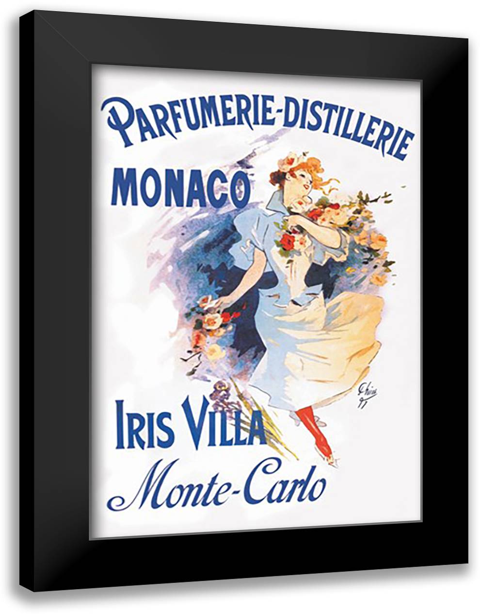 Parfumerie-Distillerie - Monaco 16x22 Black Modern Wood Framed Art Print Poster by Cheret, Jules