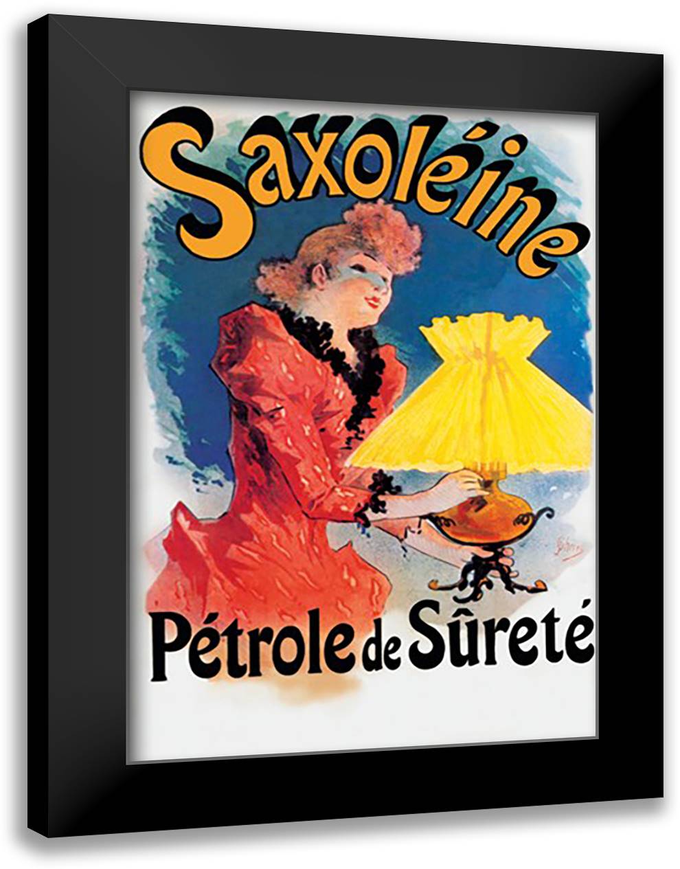 Saxoline - Petrole de Surete 16x22 Black Modern Wood Framed Art Print Poster by Cheret, Jules
