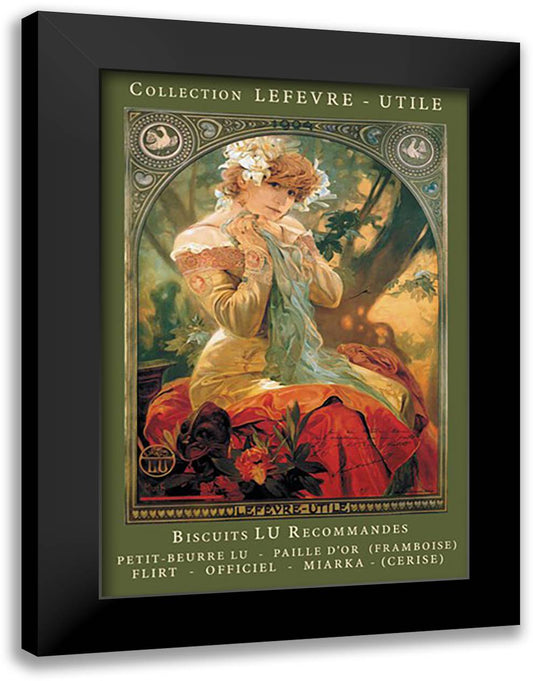Biscuits LU Recommandes 16x22 Black Modern Wood Framed Art Print Poster by Mucha, Alphonse