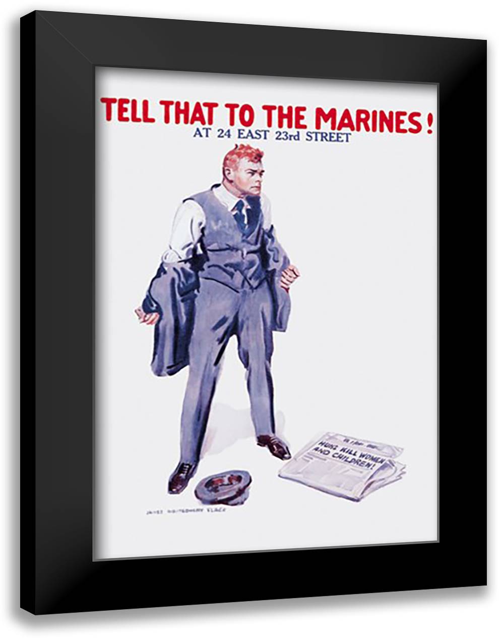 Tell That To The Marines! 16x22 Black Modern Wood Framed Art Print Poster by Flagg, James Montgomery