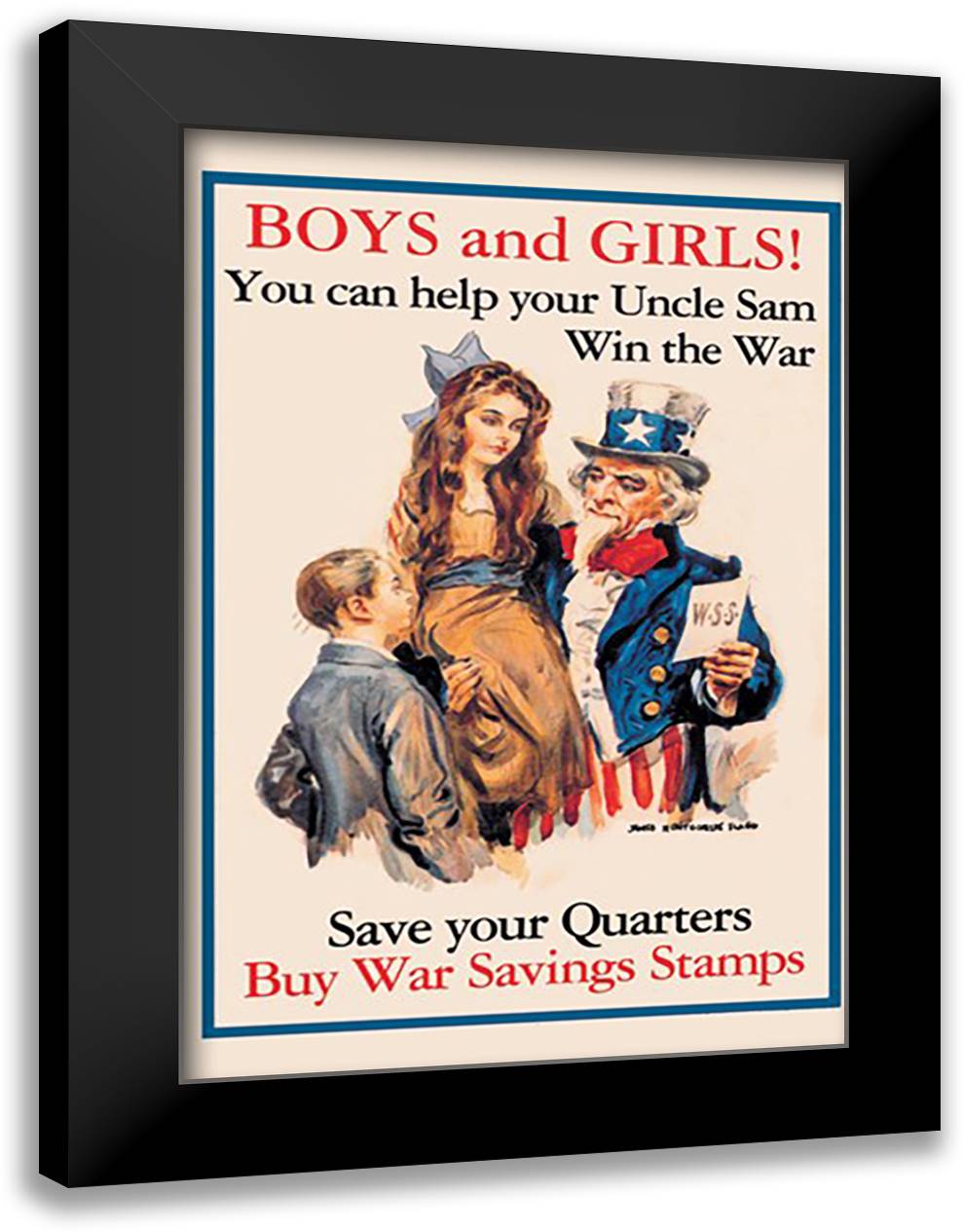 Uncle Sam - Boys and Girls! 16x22 Black Modern Wood Framed Art Print Poster by Flagg, James Montgomery