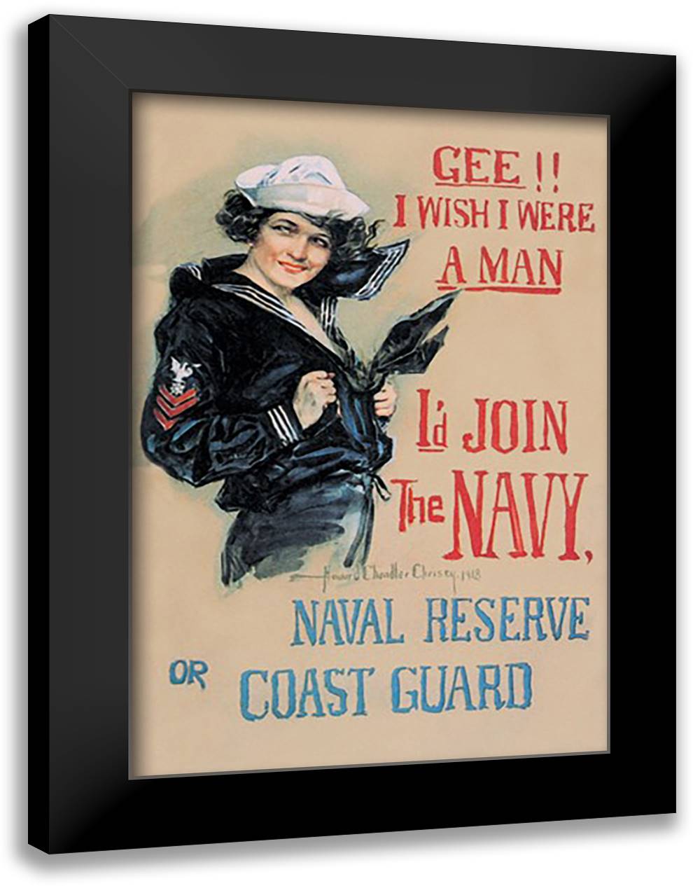Gee!! I Wish I Were a Man 16x22 Black Modern Wood Framed Art Print Poster by Christy, Howard