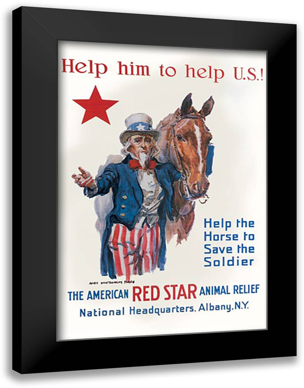 Help Him to Help U.S. 16x22 Black Modern Wood Framed Art Print Poster by Flagg, James Montgomery