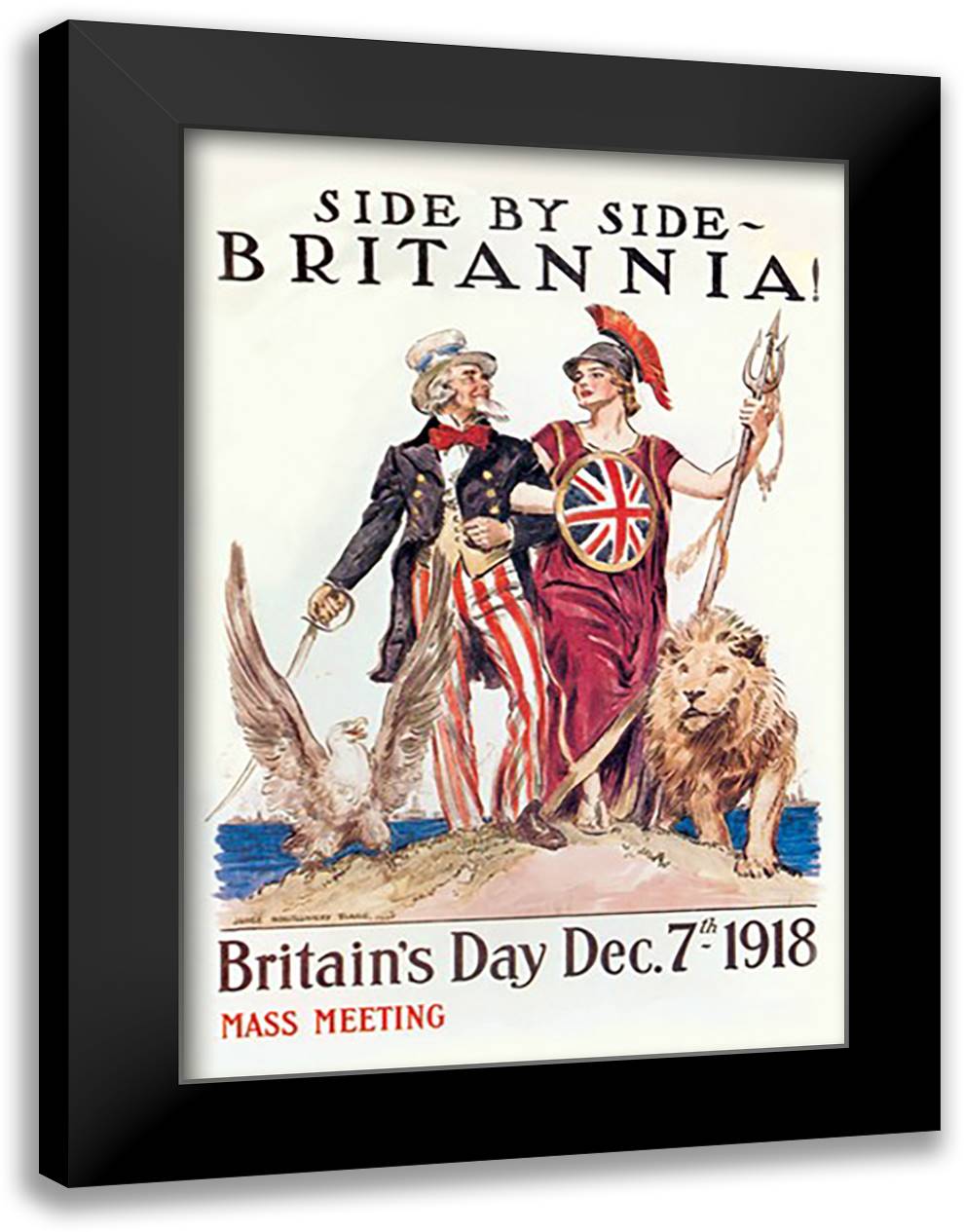 Side by Side - Britannia 16x22 Black Modern Wood Framed Art Print Poster by Flagg, James Montgomery