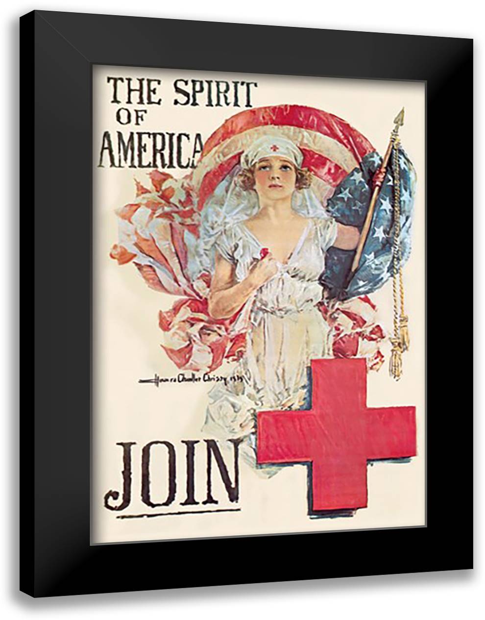 Spirit of America - JOIN 16x22 Black Modern Wood Framed Art Print Poster by Christy, Howard
