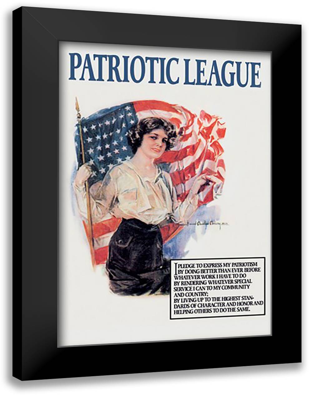 Patriotic League 16x22 Black Modern Wood Framed Art Print Poster by Christy, Howard