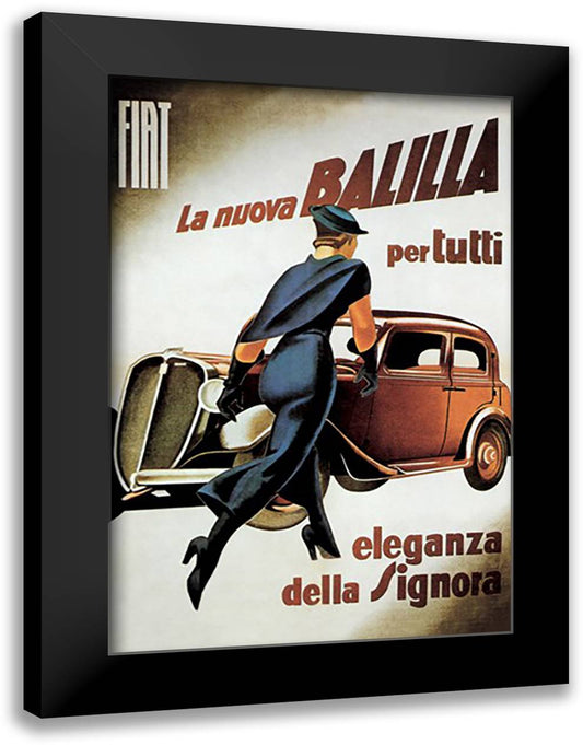 Fiat Balilla 16x22 Black Modern Wood Framed Art Print Poster