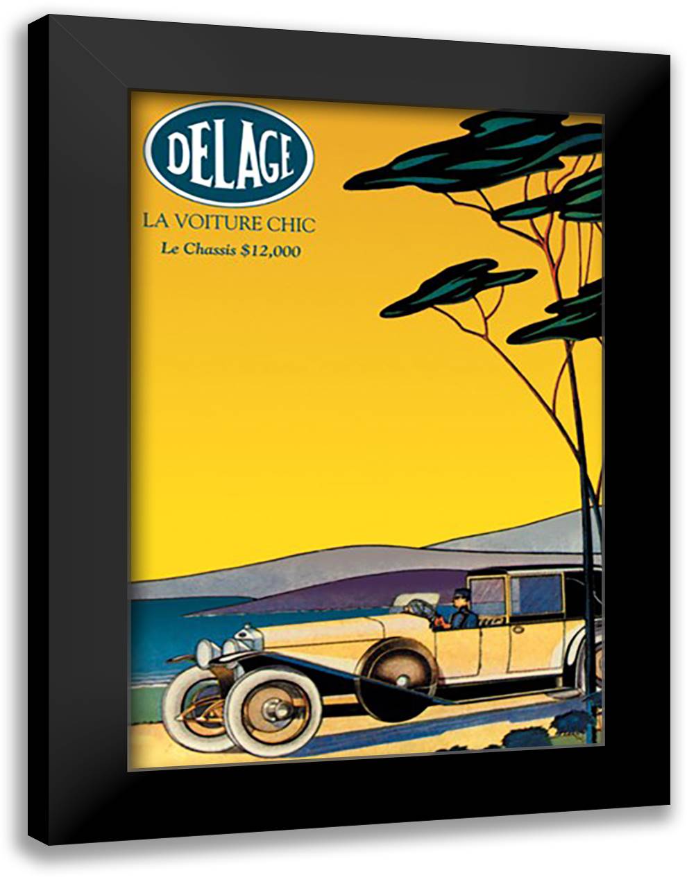 Delage - Out for a Drive 16x22 Black Modern Wood Framed Art Print Poster