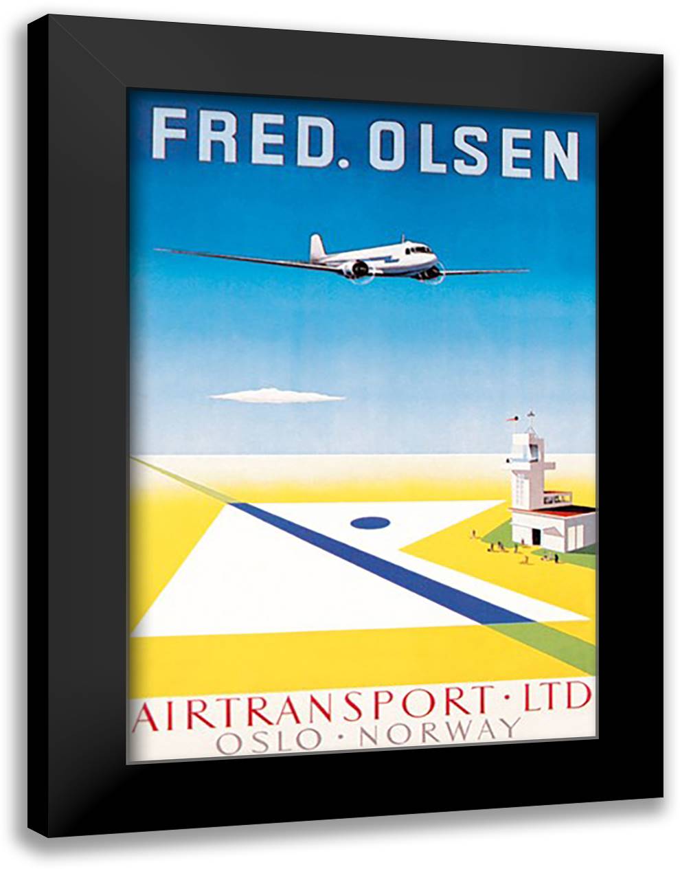 Fred. Olsen Airtransport Ltd. Oslo - Norway 16x22 Black Modern Wood Framed Art Print Poster