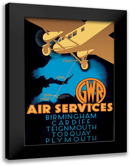 GWR Air Services 16x22 Black Modern Wood Framed Art Print Poster by Ralph