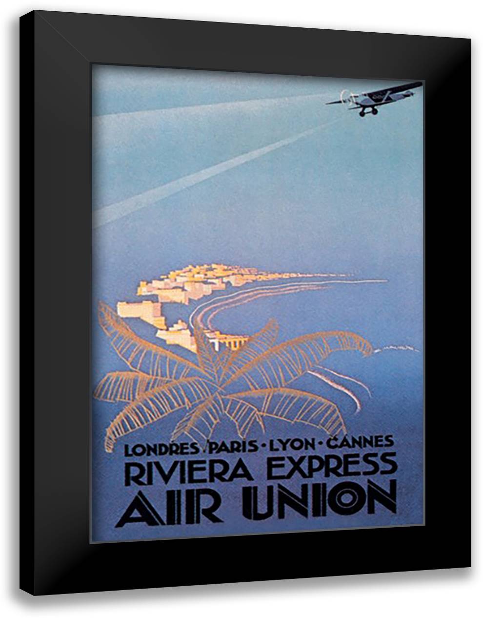 Riviera Express Air Union 16x22 Black Modern Wood Framed Art Print Poster by Maurus, E.