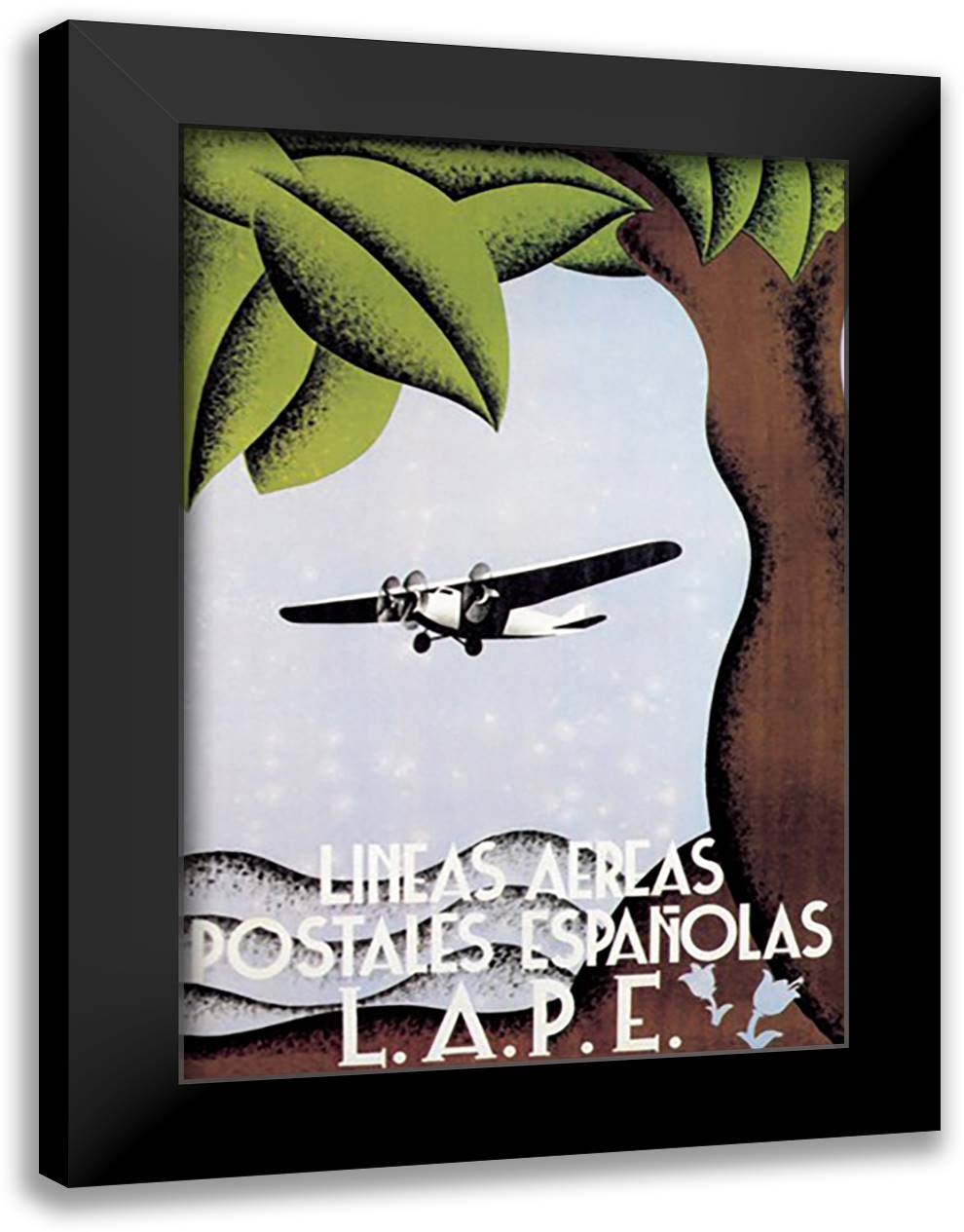 LAPE - Spanish Postal Airlines 16x22 Black Modern Wood Framed Art Print Poster