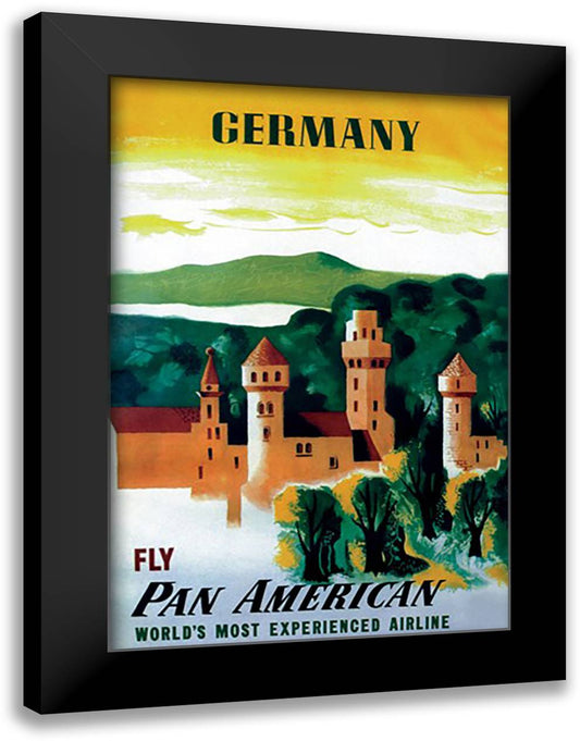 German Castle 16x22 Black Modern Wood Framed Art Print Poster