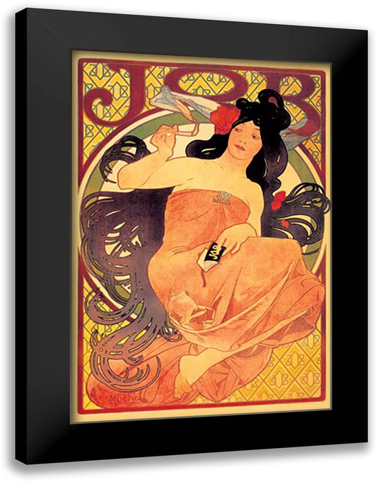 Job 16x22 Black Modern Wood Framed Art Print Poster by Mucha, Alphonse