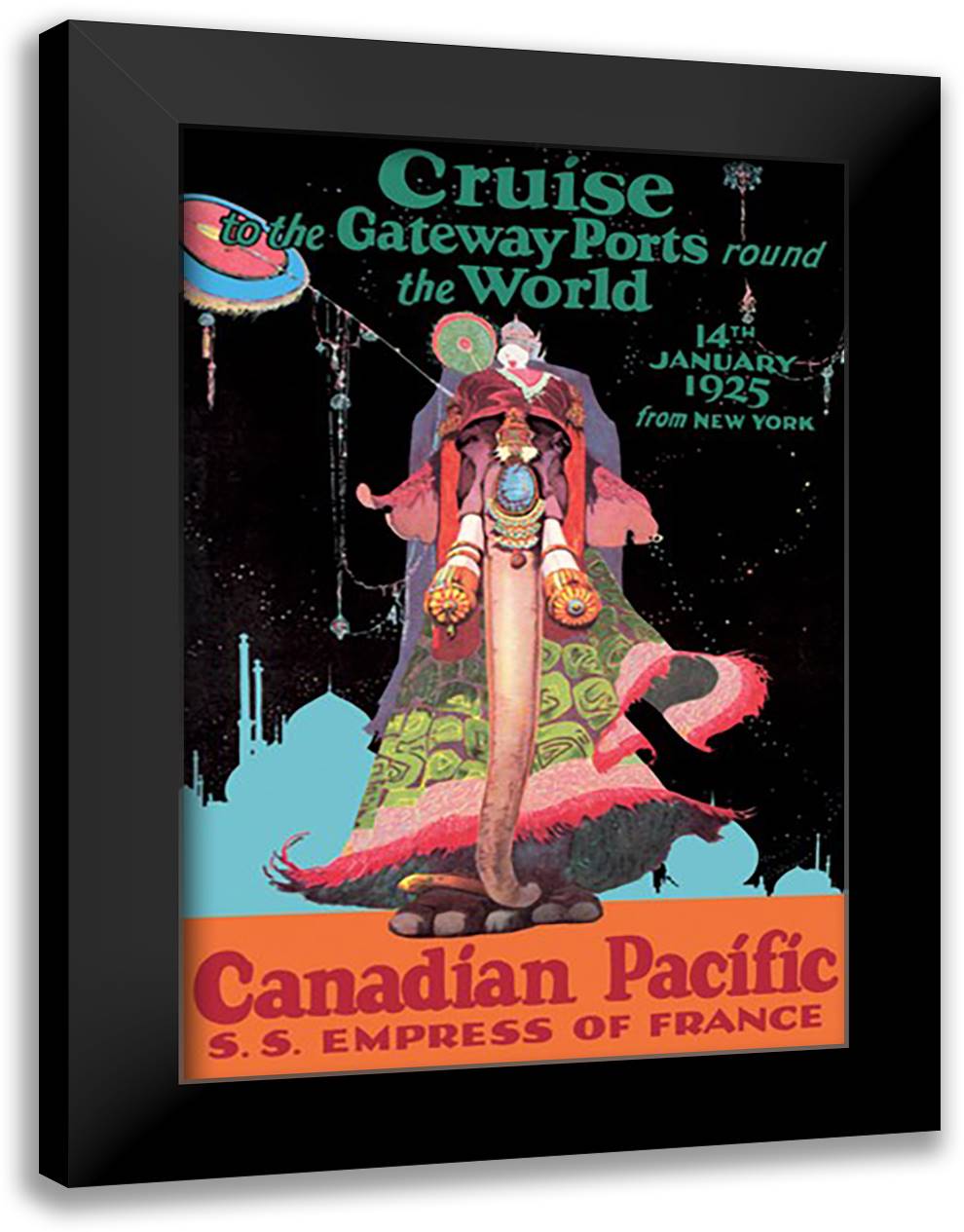 S.S. Empress of France: Canadian Pacific 16x22 Black Modern Wood Framed Art Print Poster by Holling, R.