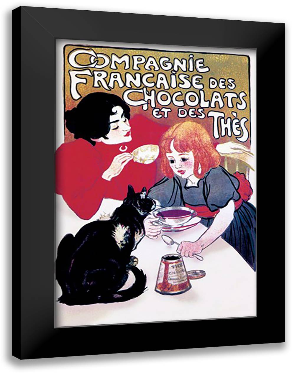 Compagnie Francaise des Chocolats et des Thes 16x22 Black Modern Wood Framed Art Print Poster by Steinlen, Theophile-Alexandre