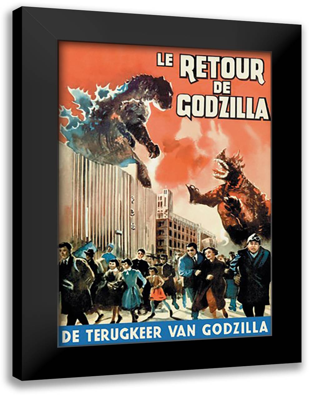 Retour de Godzilla 16x22 Black Modern Wood Framed Art Print Poster