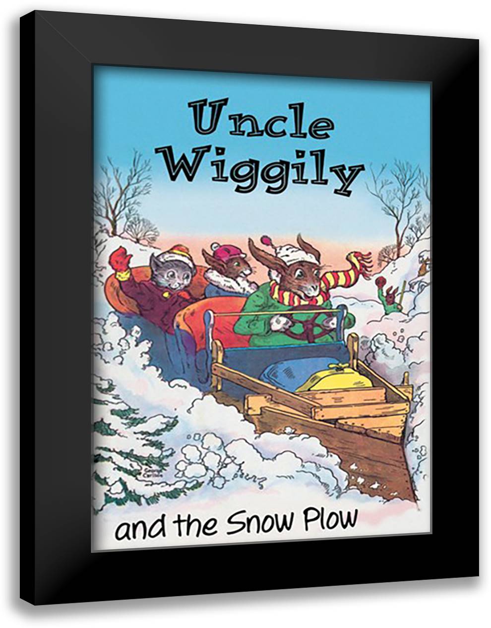 Uncle Wiggily and the Snow Plow 16x22 Black Modern Wood Framed Art Print Poster