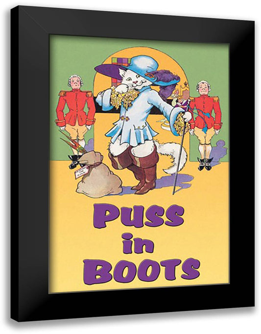 Puss in Boots 16x22 Black Modern Wood Framed Art Print Poster