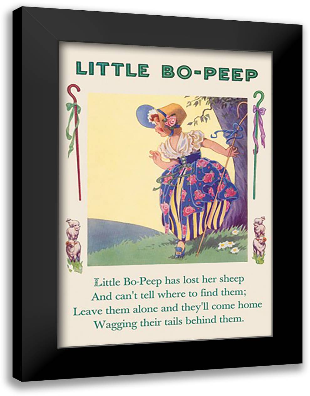 Little Bo-Peep 16x22 Black Modern Wood Framed Art Print Poster