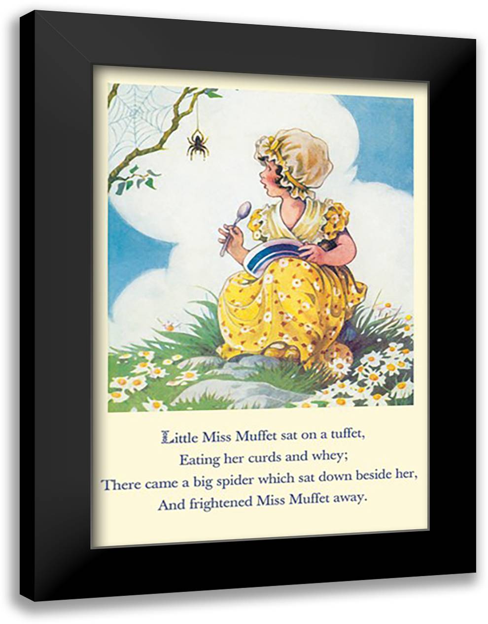 Little Miss Muffet 16x22 Black Modern Wood Framed Art Print Poster