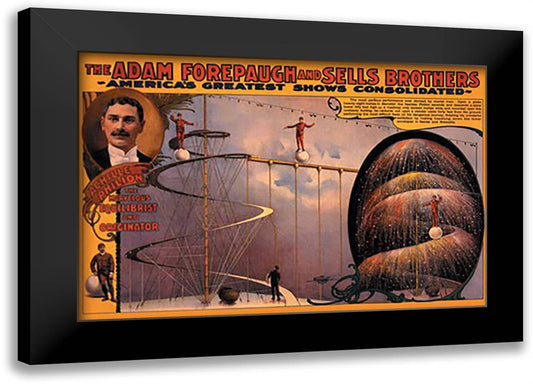 Achille Philion The Marvelous Equilibrist and Originator: The Adam Forepaugh and Sells Brothers Shows 22x16 Black Modern Wood Framed Art Print Poster