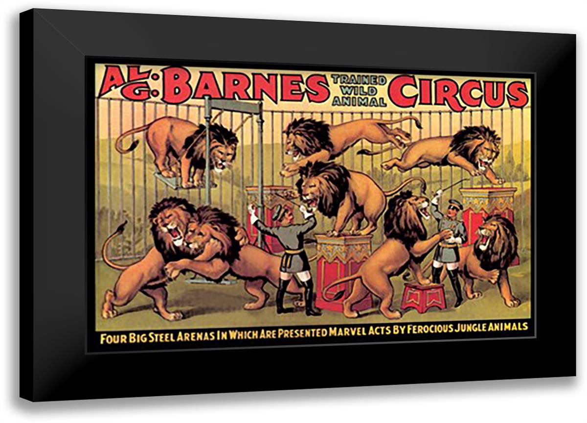 Al G. Barnes Trained Wild Animal Circus 22x16 Black Modern Wood Framed Art Print Poster