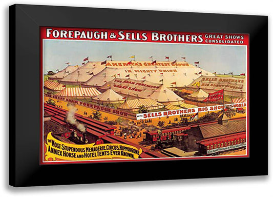 Forepaugh and Sells Brothers Great Show Consolidated 22x16 Black Modern Wood Framed Art Print Poster