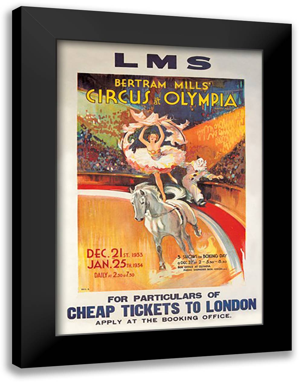 Bertram Mills' Circus at Olympia 16x22 Black Modern Wood Framed Art Print Poster