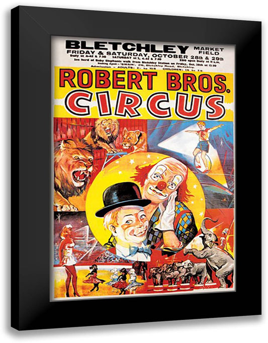 Robert Brothers' Circus at Bletchley Market Field 16x22 Black Modern Wood Framed Art Print Poster