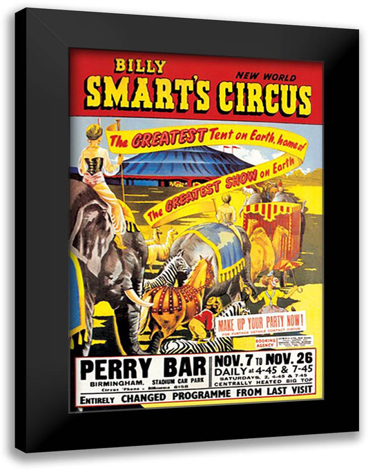 Billy Smart's New World Circus 16x22 Black Modern Wood Framed Art Print Poster