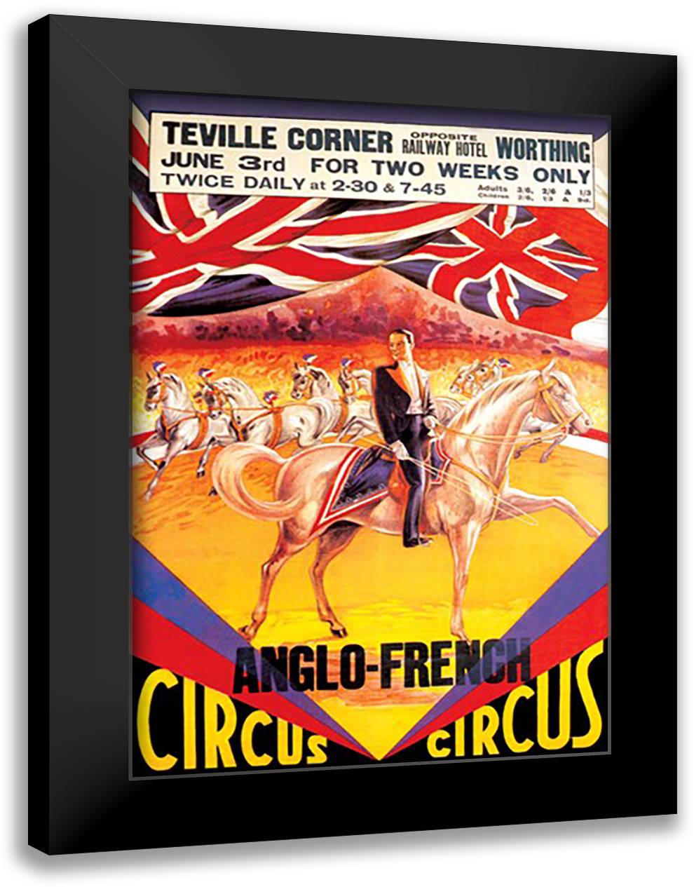 Anglo-French Circus 16x22 Black Modern Wood Framed Art Print Poster