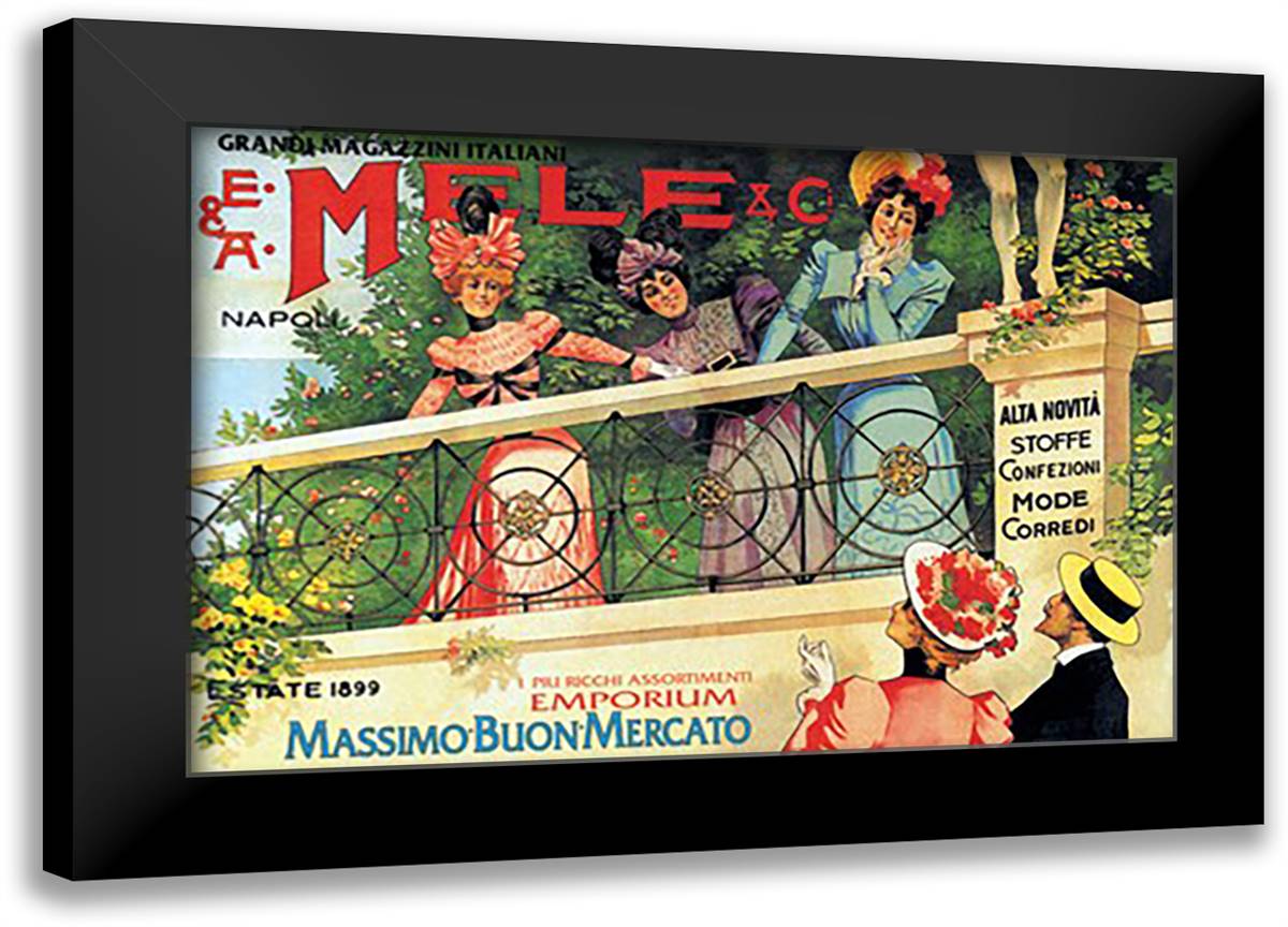 Great Italian Store and Emporium, E. A. Mele 22x16 Black Modern Wood Framed Art Print Poster by Villa, Aleardo