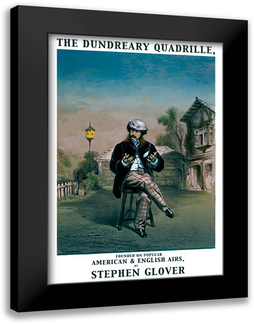 Dundreary Quadrille 16x22 Black Modern Wood Framed Art Print Poster