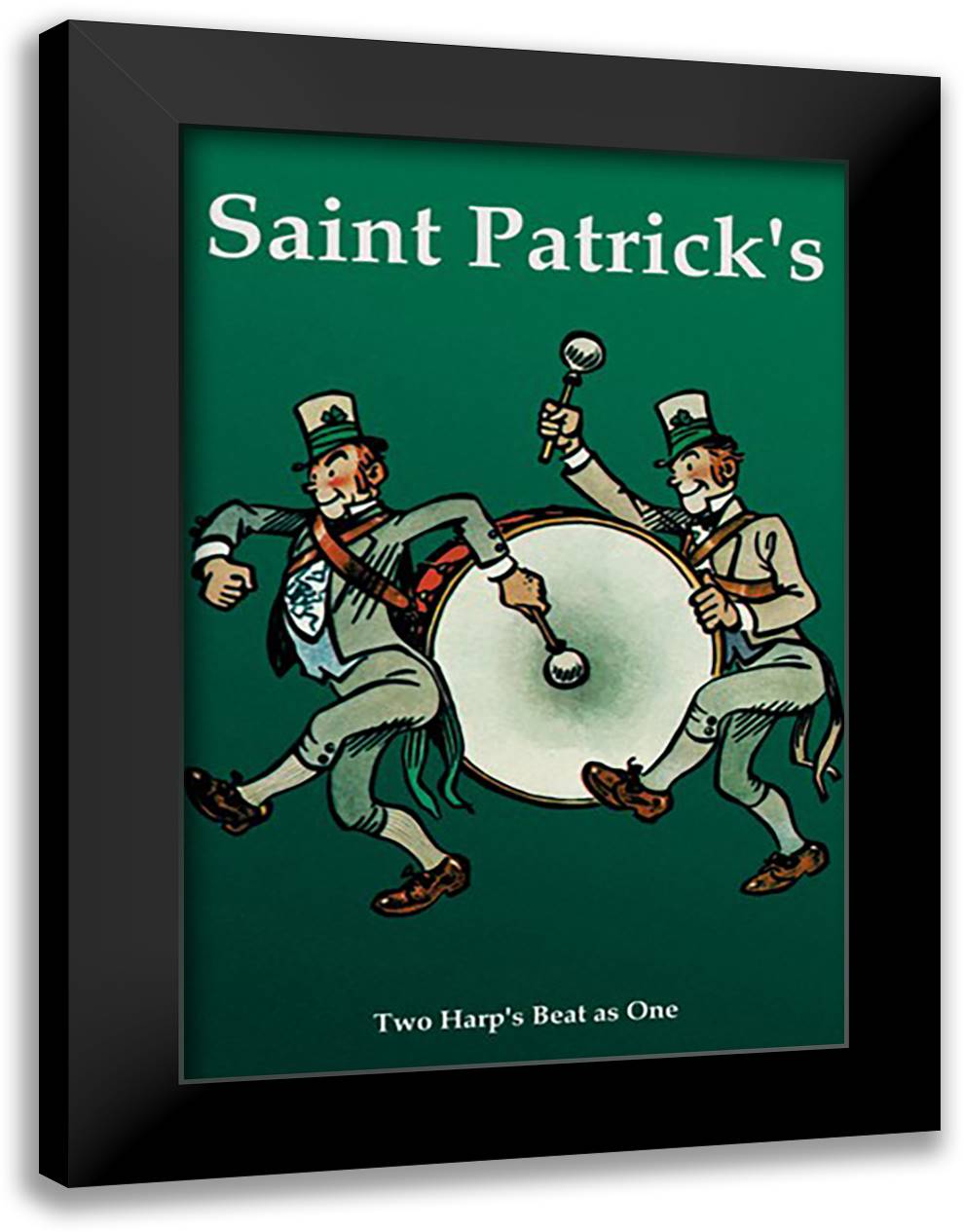 Saint Patrick - Two Harps Beat as One 16x22 Black Modern Wood Framed Art Print Poster