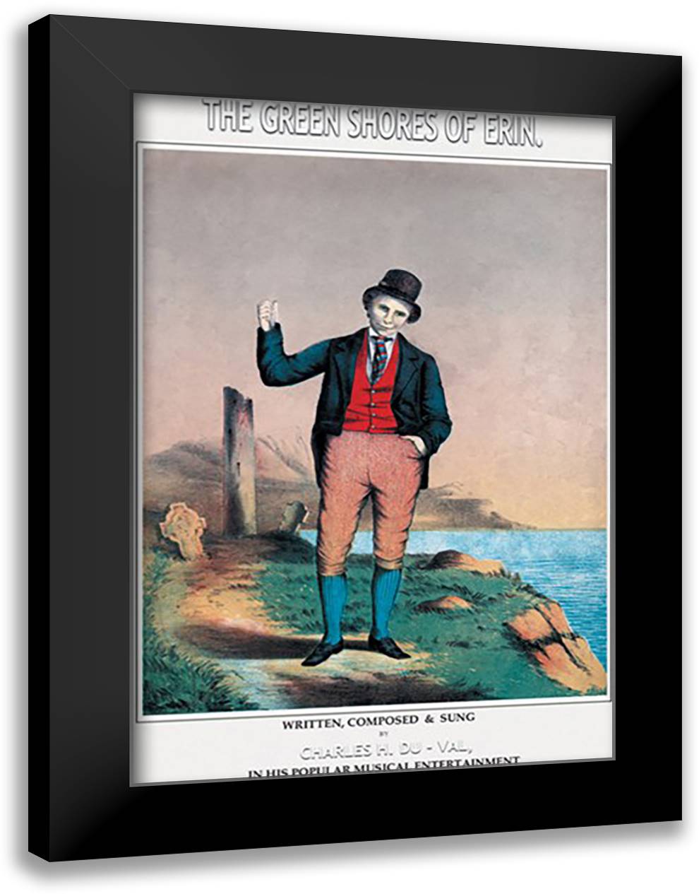 Green Shores of Erin 16x22 Black Modern Wood Framed Art Print Poster