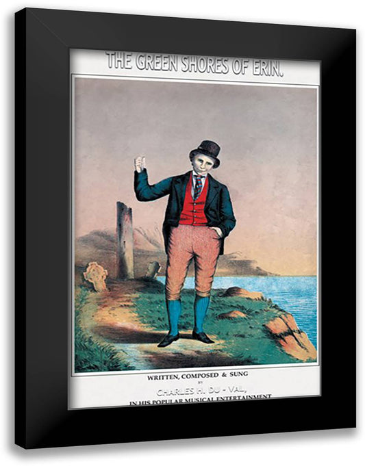 Green Shores of Erin 16x22 Black Modern Wood Framed Art Print Poster
