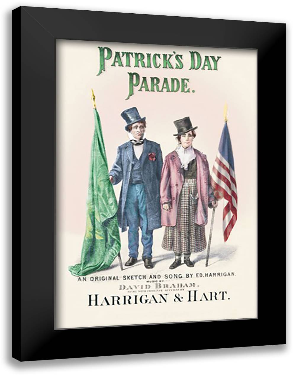 Patrick's Day Parade 16x22 Black Modern Wood Framed Art Print Poster