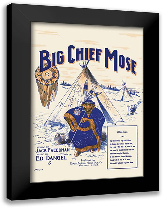 Big Chief Mose 16x22 Black Modern Wood Framed Art Print Poster