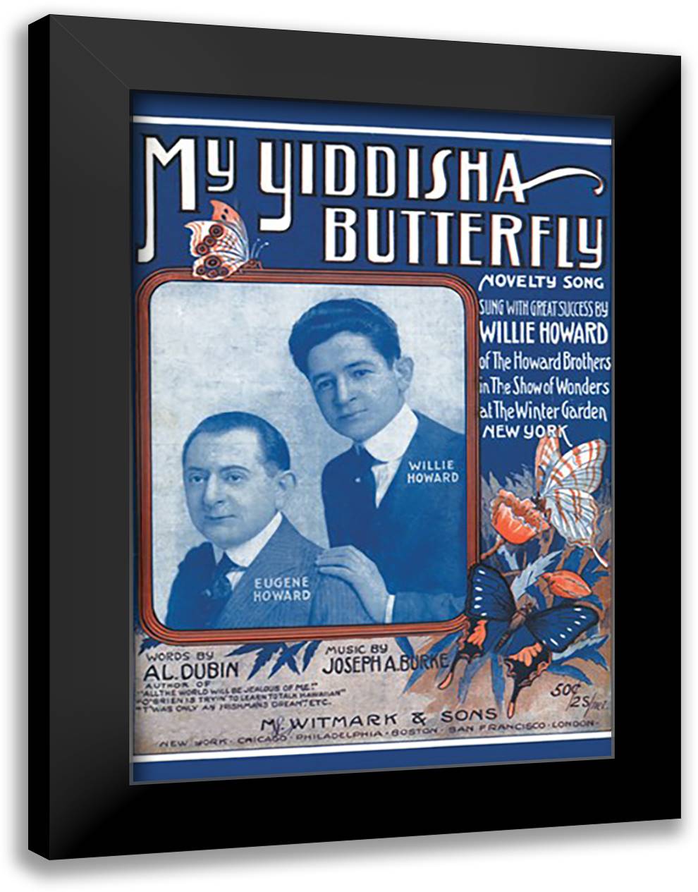 My Yiddishe Butterfly 16x22 Black Modern Wood Framed Art Print Poster