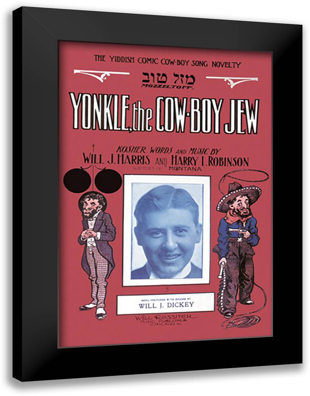 Yonkle, the Cow-boy Jew 16x22 Black Modern Wood Framed Art Print Poster