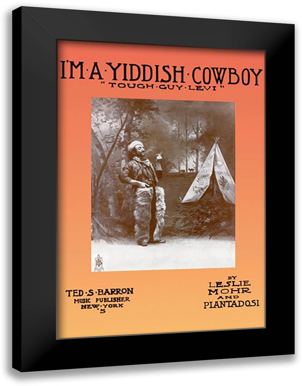 I'm a Yiddish Cowboy: "Tough Guy Levi" 16x22 Black Modern Wood Framed Art Print Poster
