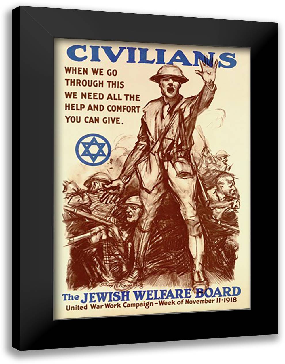 Civilians: The Jewish Welfare Board 16x22 Black Modern Wood Framed Art Print Poster