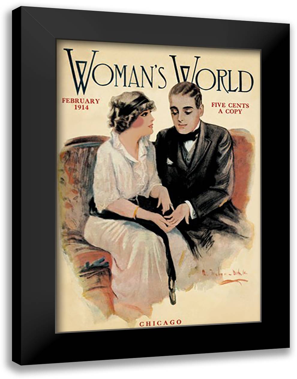 Woman's World, February 1914 16x22 Black Modern Wood Framed Art Print Poster