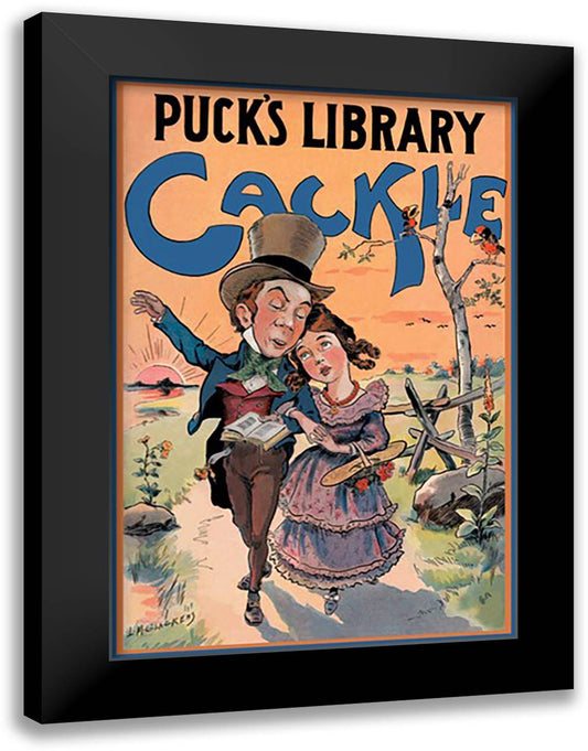 Puck's Library: Cackle 16x22 Black Modern Wood Framed Art Print Poster