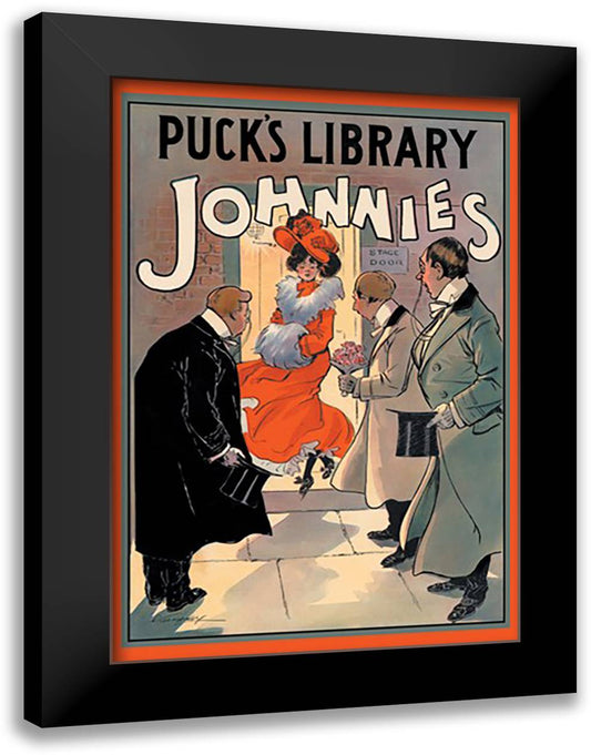 Puck's Library: Johnnies 16x22 Black Modern Wood Framed Art Print Poster