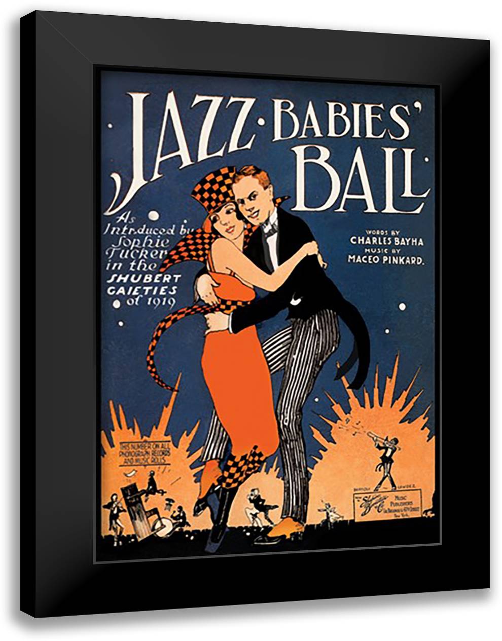 Jazz Babies' Ball 16x22 Black Modern Wood Framed Art Print Poster