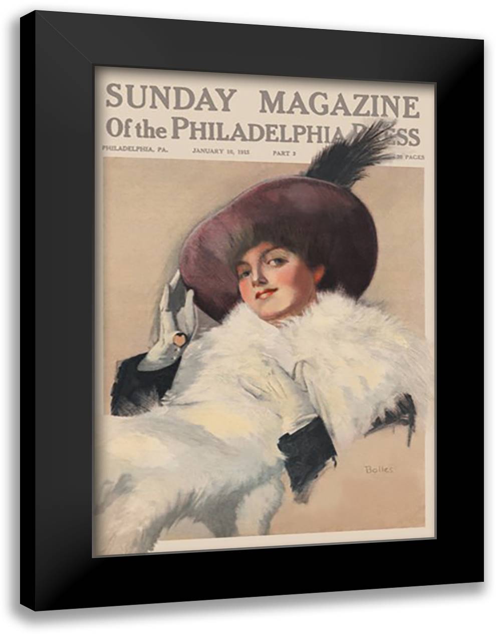 Sunday Magazine of the Philadelphia Press 16x22 Black Modern Wood Framed Art Print Poster